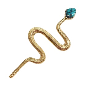 Verma Nequatewa Sonwai Hopi 18k Gold Turquoise Native American Artisan Ultra Long Snake Brooch