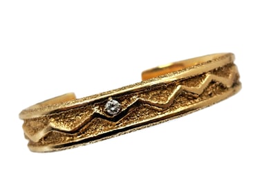 14k Gold Diamond Larry Golsh Tala Mission Cherokee Vintage Native American Cuff Bracelet
