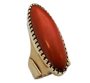 Charles Loloma Hopi 14k Gold Coral Extraordinary Native American Ring