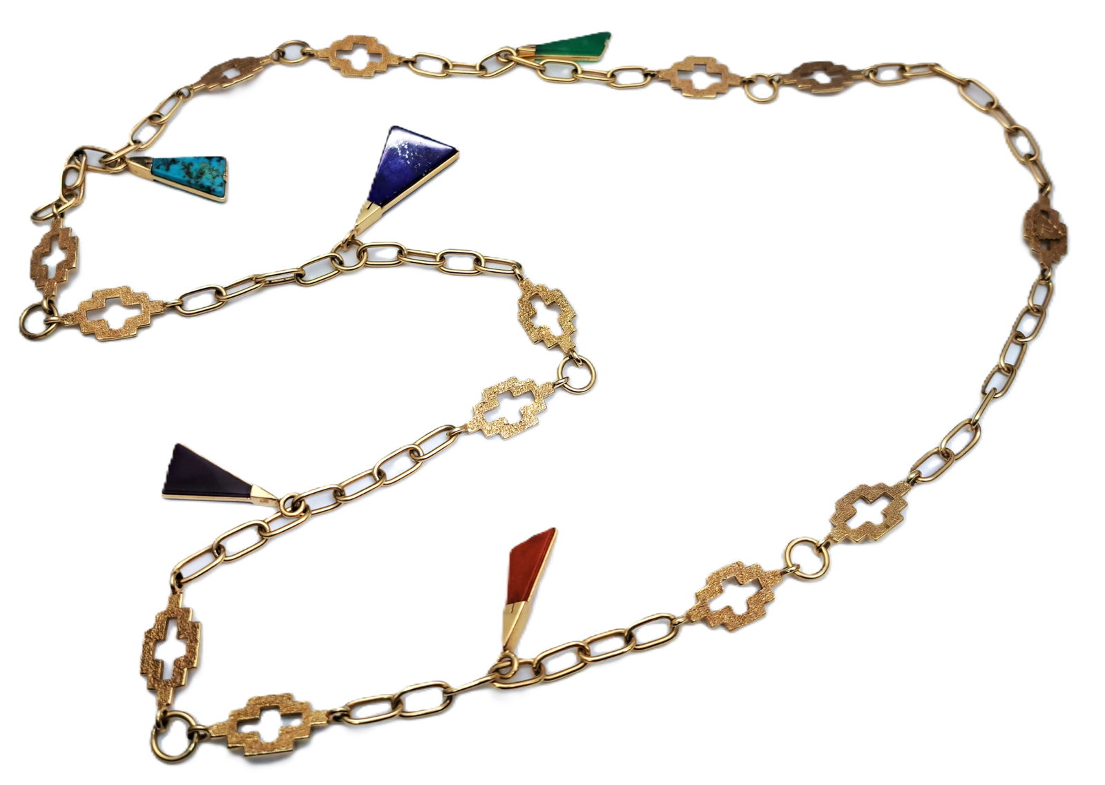 James Little Navajo Charm Lapis Coral Turquoise Fetish 14k Gold Necklace Native American: Described & Photographed By: AF HFA DT62935 NOOTO Title: James Little Navajo Charm Lapis Coral Turquoise Fetish 14k Gold Necklace Description:James Little Navajo Charm Lapis Coral Turquoise Fetish 14