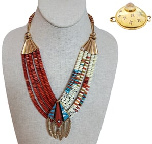 Larry Vasquez Gold Snow Maiden Necklace W/Provenance From Prestigious Ann Flinton Native American