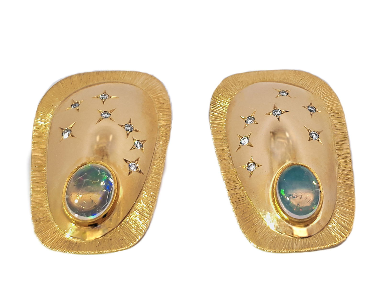Snow Maiden Earrings Larry Vasquez Diamond Opal 14K Gold W/ Written Documentation Native American (1 of 5)