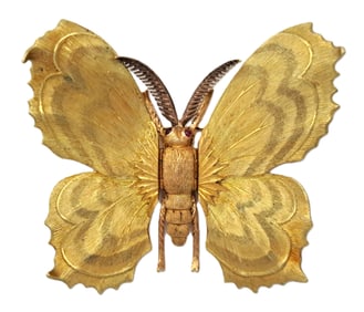 Genuine 18k Rose & Yellow Gold Buccellati Italy Butterfly Moth Brooch Excellent Condition