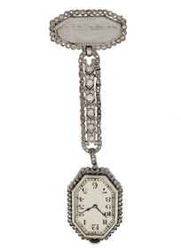 Amazing Art Deco Platinum Diamond Ladies Pendant Watch