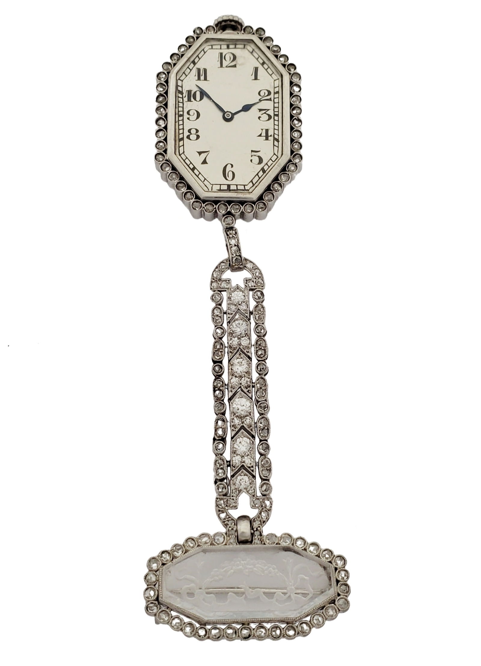 Amazing Art Deco Platinum Diamond Ladies Pendant Watch (1 of 11)