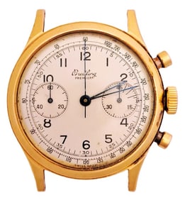 Superior Condition Breitling Premier 777 18K Rose Gold Chronograph Original Dial Wrist Watch