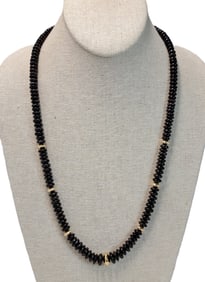 Native American 14K Gold Purple Spiny Oyster Terry Joe Reano Santo Domingo Beaded Necklace