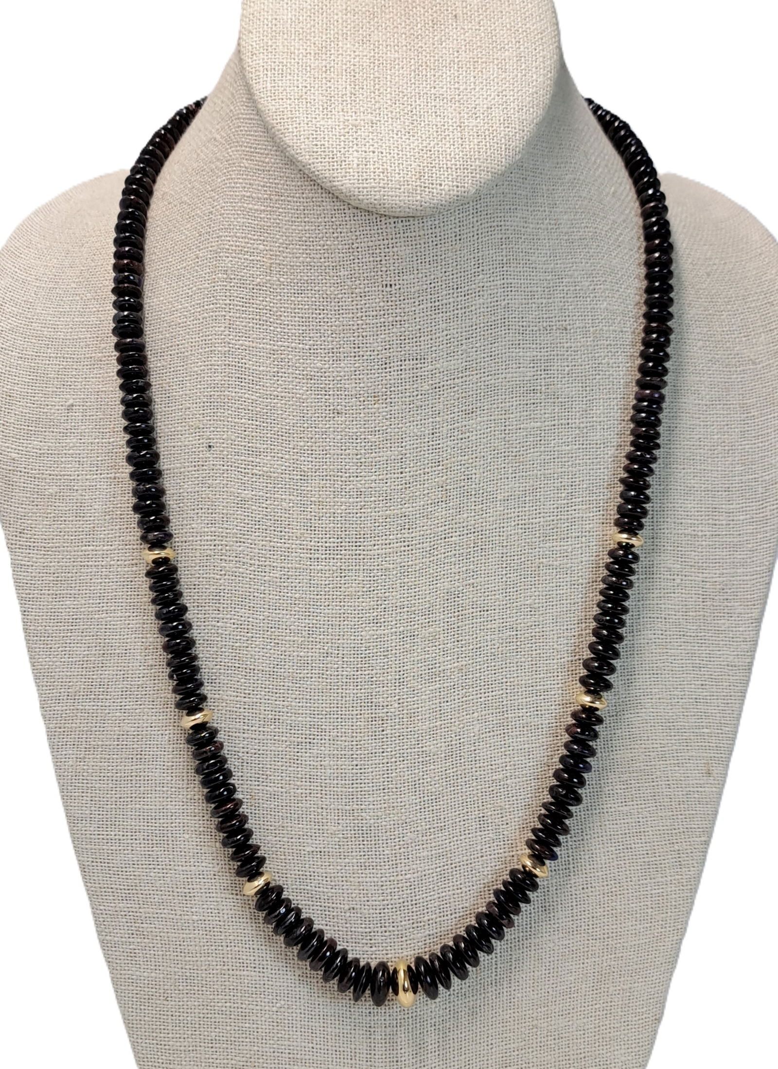 Native American 14K Gold Purple Spiny Oyster Terry Joe Reano Santo Domingo Beaded Necklace (1 of 4)