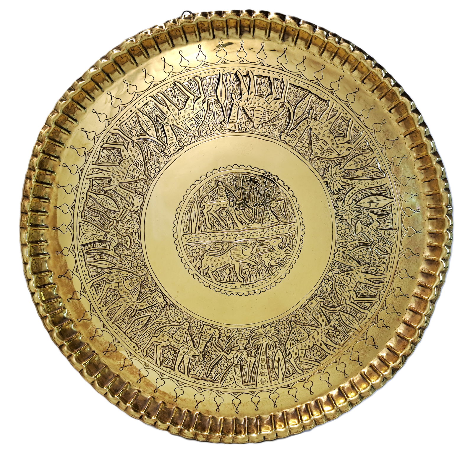 Large Size Moorish Style Camel Brass Hanging Platter Serving Tray (1 of 3)
