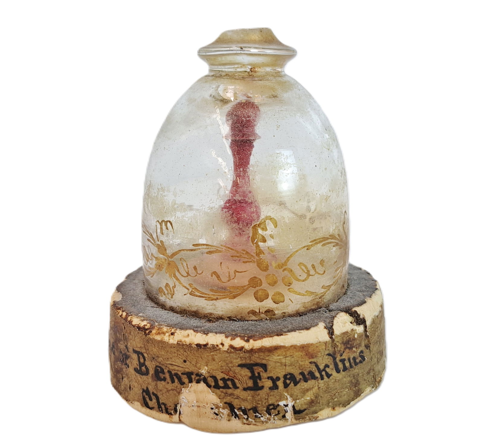 One Of Benjamin Franklin’s Chess Pieces Early American US Founding Father: Described By:Dillon 63121 NRDDD Title:One Of Benjamin Franklin’s Chess Pieces Description: An avid player of the game, Benjamin Franklin had many chess sets. Encased in an old, hand-etched, early Am