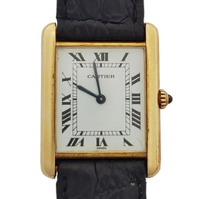 Cartier Tank 18k Gold Mens Working Vintage Wrist Watch