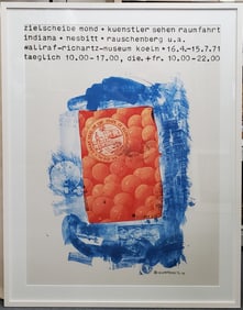 Very Large Robert Rauschenberg Poster Banner Stoned Moon German Text Florida Oranges Entirely Photo