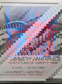 Hand Signed Andy Warhol Large Poster Statue of Liberty 1986 Paris France French American Subject Lav