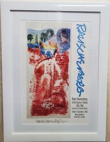 Hand Signed Robert Rauschenberg Autographed Museum Exhibition Poster Leo Castelli Loan to Brenau Uni