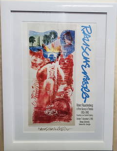 Hand Signed Robert Rauschenberg Autographed Museum Exhibition Poster Leo Castelli Loan to Brenau Uni: Described By:Michelle CNX VX 0195 0434 Title:Hand Signed Robert Rauschenberg Autographed Museum Exhibition Poster Leo Castelli Loan to Brenau University Gainesville GA Georgia 1991 41x30in See More Sa