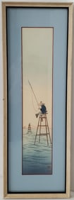Shoda Koho Japanese Woodblock Unusual Long Slender Fisherman Print