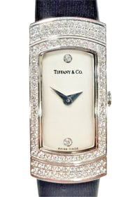 Tiffany & Co. 18k White Gold Fine Diamond Ladies Watch W/ Box And Papers