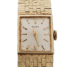 Rolex 14k Gold Mesh Supple Bracelet Ladies Vintage Wrist Watch