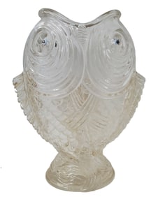 Large Double Carp Vase 19th c. Clear Glass Fish Form Vessel