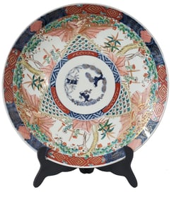 Antique Meiji Large 18in Japanese Imari Porcelain Charger