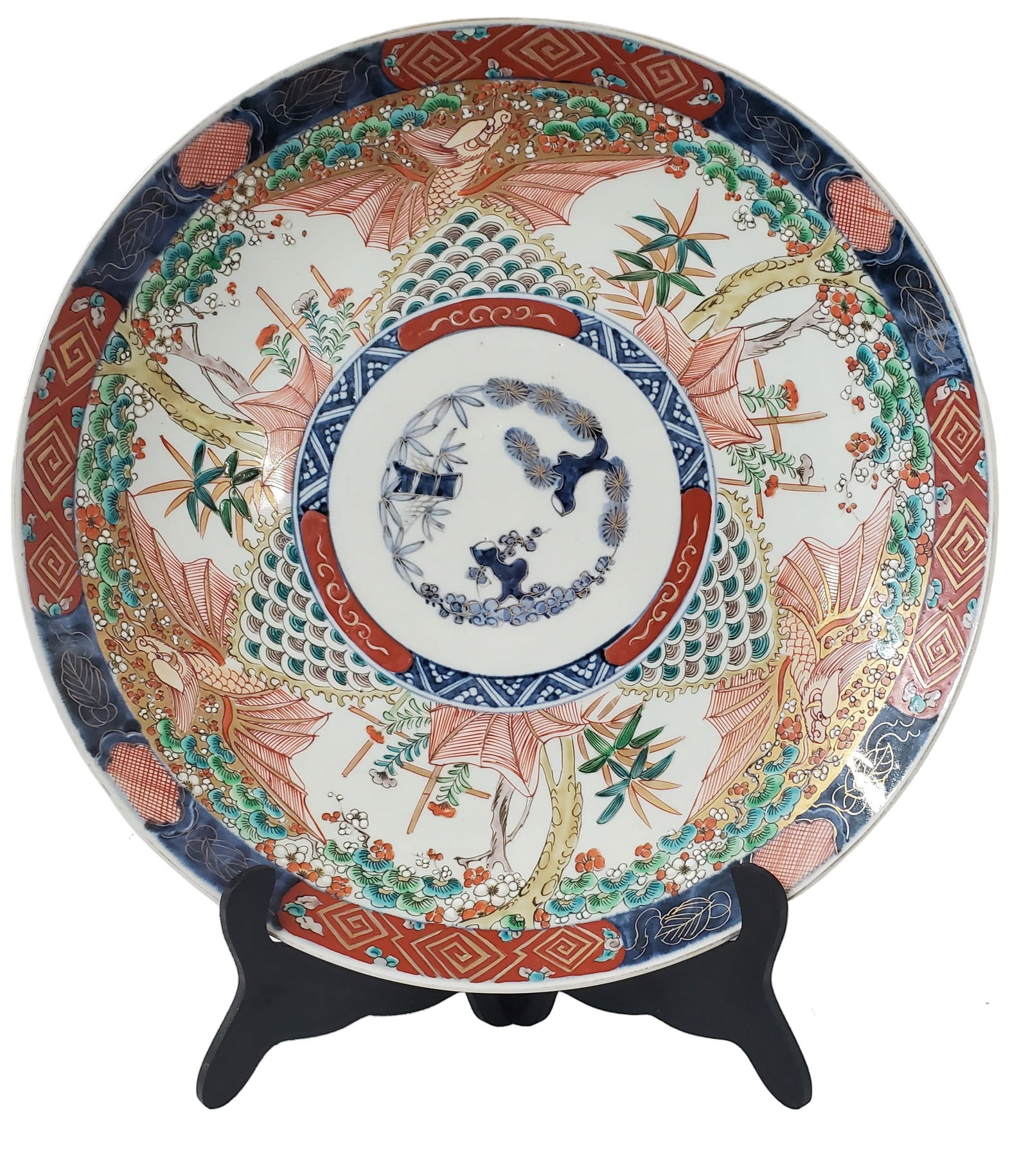 Antique Meiji Large 18in Japanese Imari Porcelain Charger (1 of 5)