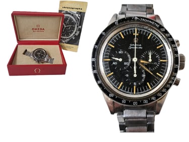 Very Rare Circa 1959 Omega 2988-3 Straight Lug Speedmaster Pristine Orig Owner Orig Box Booklet