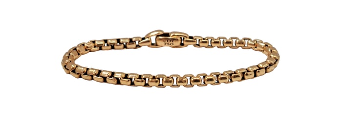 David Yurman 18k Rose Gold Mens Box Link Bracelet w/ Box and Accessories 7.25 Inches