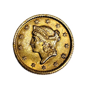 1853 Liberty Head $1 Gold Dollar US American Coin Piece Philadelphia Mint From Florida Estate