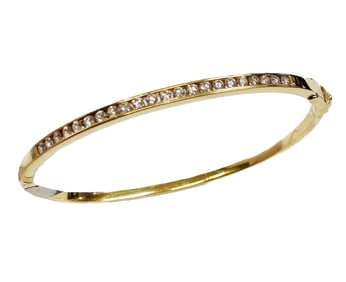 Attributed To John Atencio 18K Gold 1.17ctw Channel Set Fine Diamond Bangle Bracelet