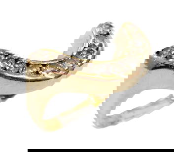 Vintage Freeform 14K Gold 0.60ctw Channel Set Genuine Diamond Handmade Wave Band Ring: Described & Photographed By: Dillon CNX 0200 0462 Title: Vintage Freeform 14K Gold 0.60ctw Channel Set Genuine Diamond Handmade Wave Band Ring Description:Vintage Freeform 14K Gold 0.60ctw Channel Set