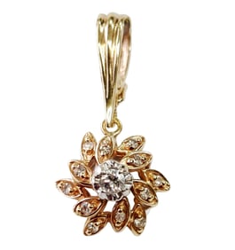 Signed 14K Gold Fine Diamond Snowflake Enhancer Necklace Pendant