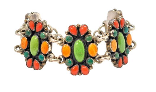 Don Lucas Signed Southwestern Sterling Silver Multi Gemstone Native American Bracelet: Described & Photographed By: Mike CNX0053 0087 Title: Don Lucas Signed Southwestern Sterling Silver Multi Gemstone Native American Bracelet Description: Don Lucas is a renowned jewel