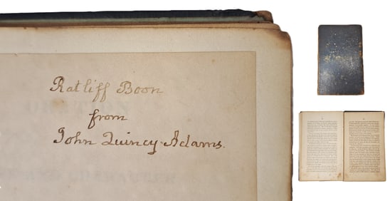 Very Rare Autographed Book From John Quincy Adams To Gov Boon 1834 Book Lafayette Oration
