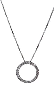 Tiffany & Co 950 Palladium Round Diamond Circlet Pendant w/ 14K White Gold Chain Necklace