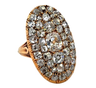 Very Large Old Mine Cut 18K Gold Ring Attributed To Tiffany Apprx 5CTW