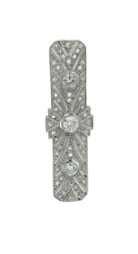 Beautiful Vintage Art Deco Rectangular Platinum Old European Diamond Brooch