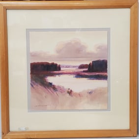 Illegibly Signed Daybreak Vista Landscape Artwork