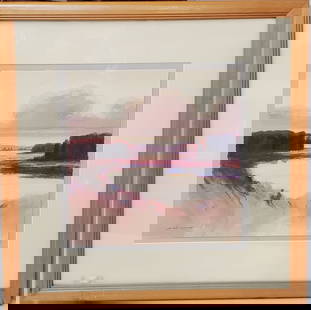 Illegibly Signed Daybreak Vista Landscape Artwork: Described By:Michelle HFA 2025X Title:Illegibly Signed Daybreak Vista Landscape Artwork Description: Illegibly Signed Daybreak Vista Landscape Artwork. Our gallerist believes the signature is painted
