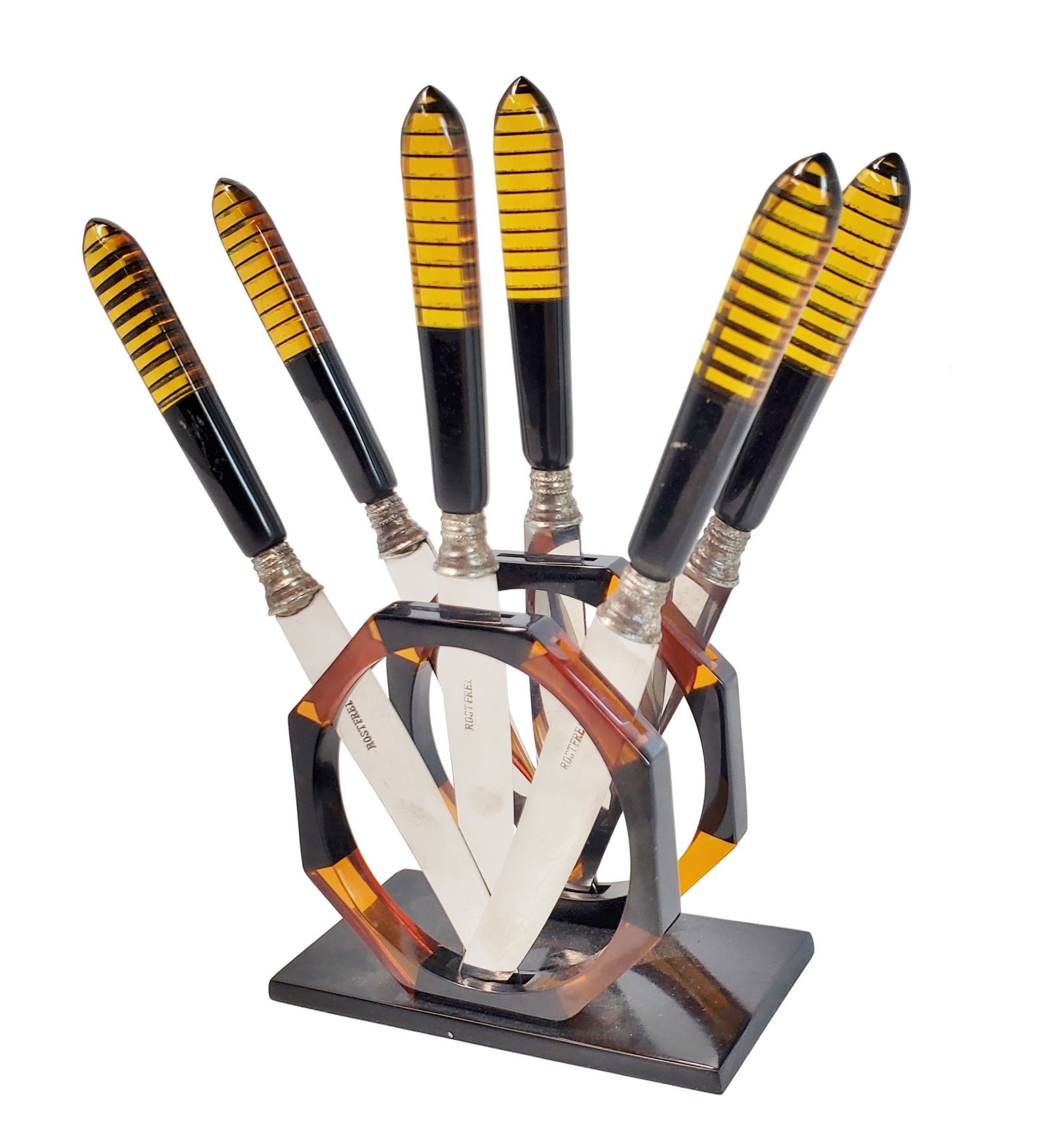 Vintage Bakelite Fruit Knife 6 Rostfrei Knives with Holder (1 of 6)