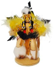 Signed DJ Kachina Native American Indian Corn Husk Ceremonial Dance Doll Figure Statue Sculpture