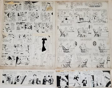 Original Ink Drawing Lot Russell Ross Weare Holbrook Frank Fogarty Lank Leonard Zack Mosley Charles