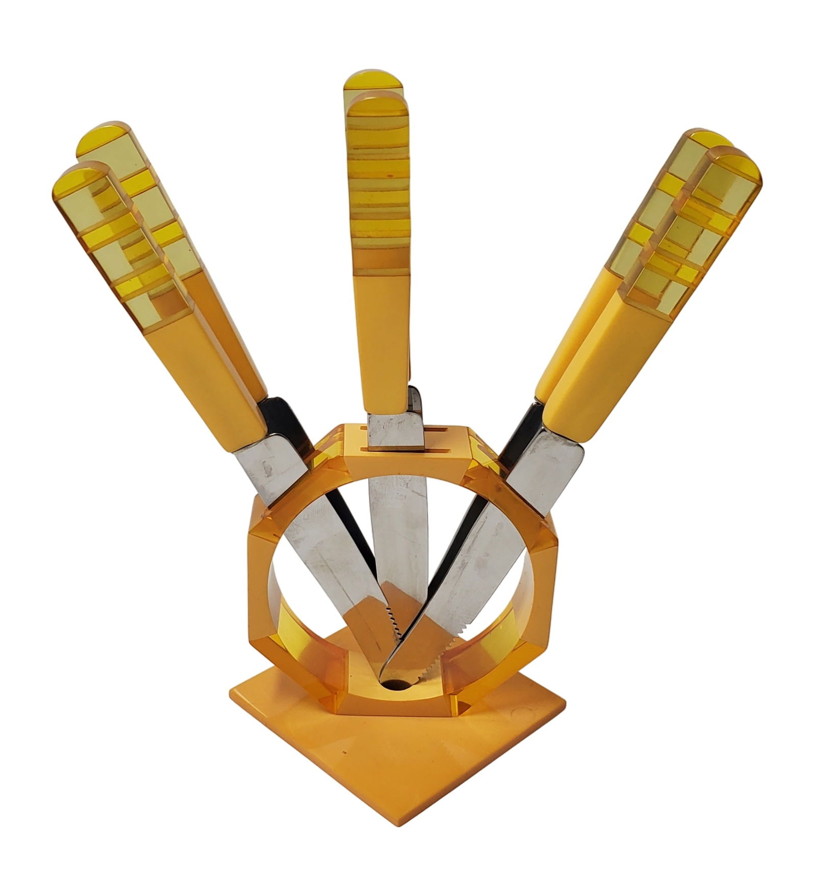 Bakelite Fruit Knife 6 Salto Solingen Rostfrei Knives with Holder Vintage (1 of 8)