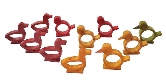 Art Deco Vintage Bakelite Birds Ducks Napkin Ring Holders