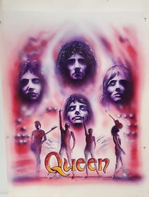 Rock N Roll Comic Artist Scott Jackson Signed Original Painting Queen Band