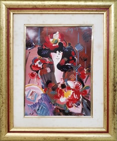 Porcelain Art Plaque Peter Max Brown Lady Franklin Mint COA