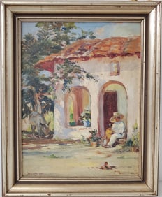 Signed Marjorie Hilda Tietjens New Mexico Landscape Oil Painting Vintage