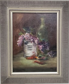 Signed Lisa Ambler Flower Floral Still Life Oil Painting