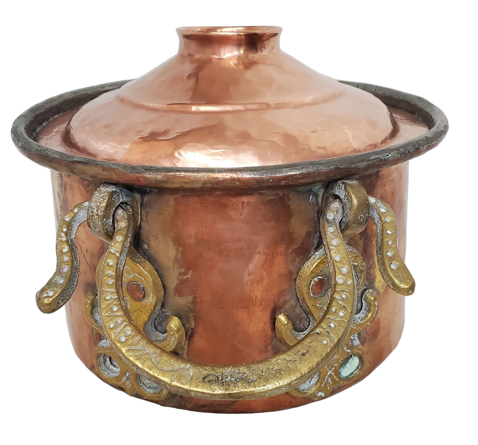 Turkish Persian Copper Brass Snake Serpent Asp Pot Lidded Old Heavy (1 of 7)