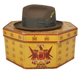 Vintage Knox Challenger Brown Fedora Hat Size 7 with Orig Box