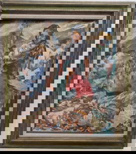 Florida Mexican Artist Sydney Seymore Stern Oil Painting: Described By:Michelle HFA VX.1 Title:Florida Mexican Artist Sydney Seymore Stern Oil Painting Description: Florida Mexican Artist Sydney Seymore Stern Oil Painting Signature:Signed lower left, remn